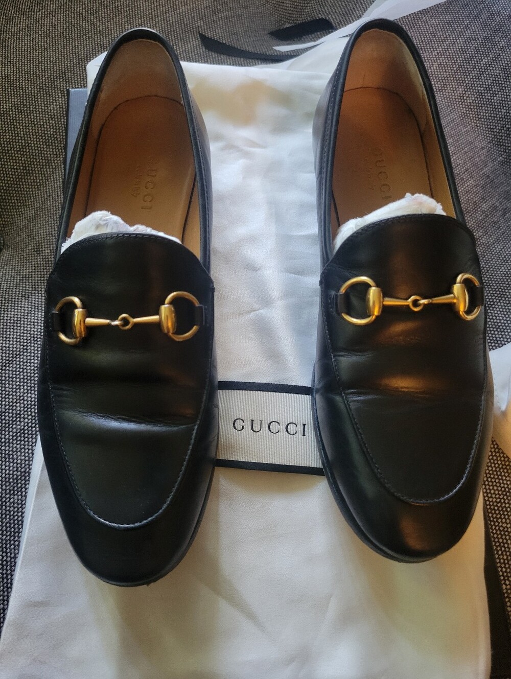 Gucci Black Leather Horsebit Slip-On Loafers